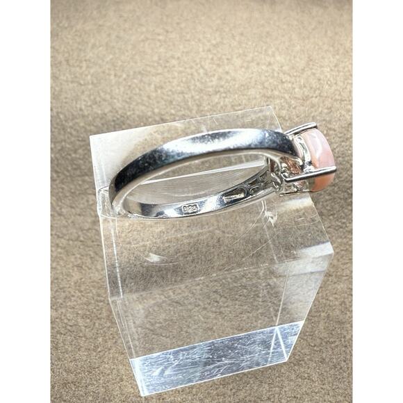 Sterling Silver Ring Pink Stone Oval Prong Setting Size 8 925 - Picture 7 of 11